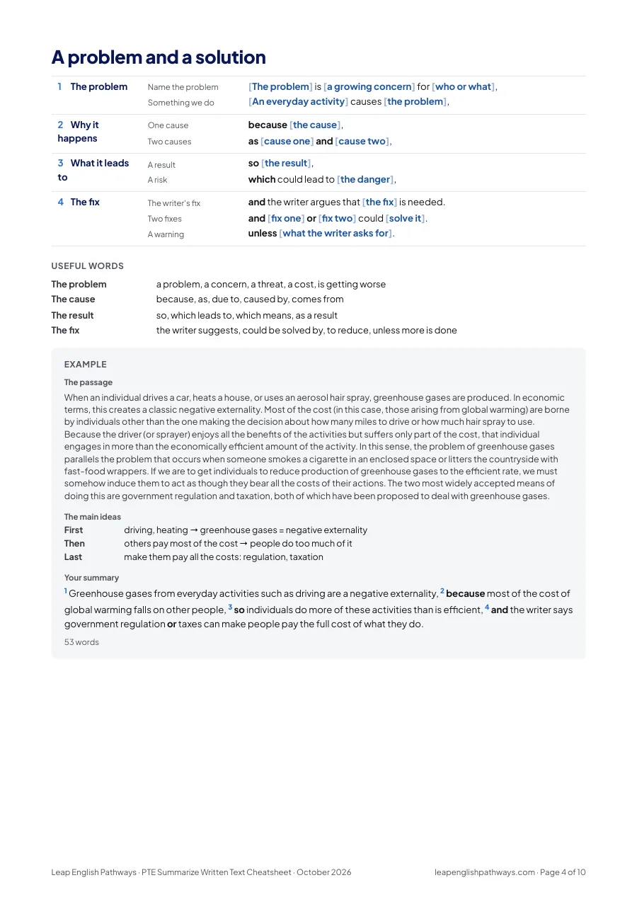 Page 4 of the Summarize Written Text template PDF